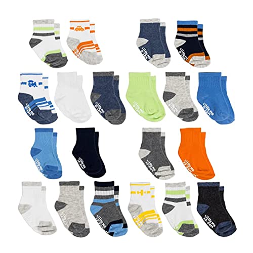 Image of So'dorable 20 Pack Newborn Baby & Infant Boys & Girls Socks, Assorted Size Pack (0-12 Months & 12-24 Months), Non-Skid Grips, Non-Shrink