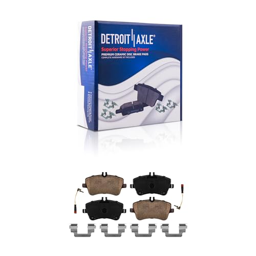 Image of Detroit Axle - Brake Kit for 2003-2005 Mercedes-Benz C240 CLK320, 2003 C230, 2006-2007 C280 C350,2001-2005 C320, 2006-2009 CLK350, Drilled Slotted Brakes Rotors Brake Pads Front Rear Replacement