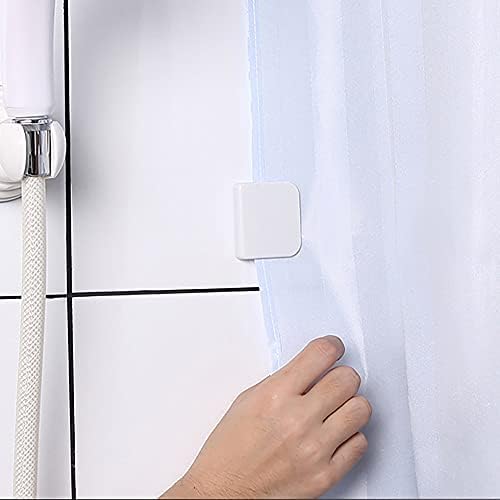 XHNFCU 4 Pcs Shower Curtain Clips Self-adhesive Shower Splash Clips Windproof Anti-Splash Curtain Stop Clip Shower Protect, for Holding Shower Curtain and Curtain