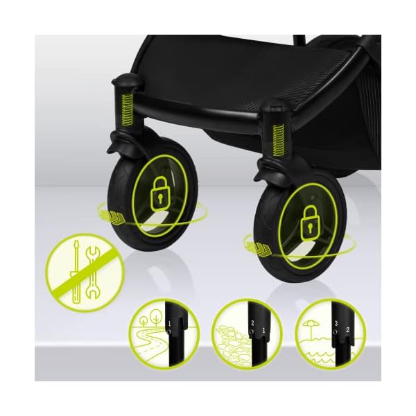 LIONELO Mari Tour 3-in-1 Kinderwagen bis 22kg Kombikinderwagen Tragewanne Kinderautositz verstellbare Rückenlehne 5-Punkt-Gurt geländegängige 360° Räder Dämpfung Verdeck XXL Buggy – Bild 6