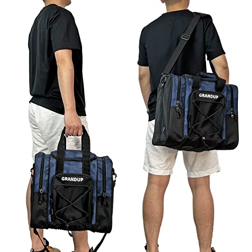 GRANDUP Bowling Ball Bag - Black Padded Ball Holder with Shoe Compartment - Fits Up to Mens Size 14
