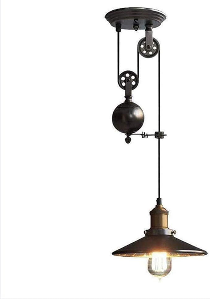 AHQX IJzeren hanglamp, retro industriële metalen hanglamp, E27, in hoogte verstelbaar, loft, slaapkamer, plafondlamp, café, woonkamer, eetkamer, bar, kroonluchter