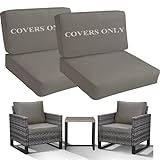 Patio Cushion Covers Replacement, Deep Seat Patio Cushions Cover Set of 4, Waterproof Seat and Back Cushions Cover for Outdoor Furniture Chair, Sofa, Couch(Grey,26.5'x26.5'x4'+26.5'x13'x4')
