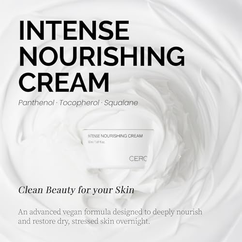 Cerolabs Intense Nourishing Cream, Deep Moisture & Barrier Care, Rich Hydrating Face Cream for Dry & Sensitive Skin, Korean Skincare, Clean Beauty, Vegan