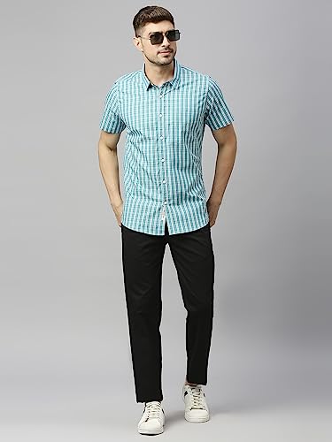 Image of Thomas Scott Mens | Half Sleeve Checkes | Printed | Slim Fit | 100% Cotton | Spread Collar | Shirts