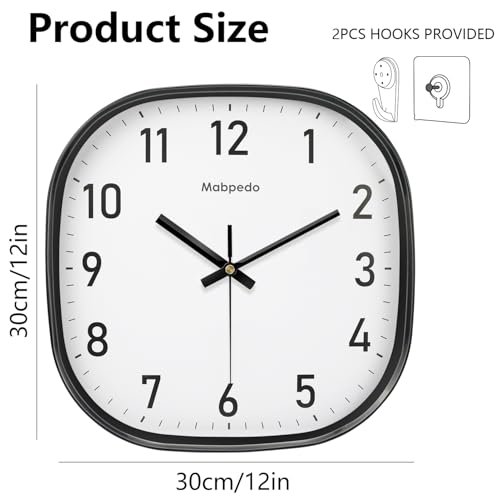 Mabpedo 12 Silent Square Wall Clock