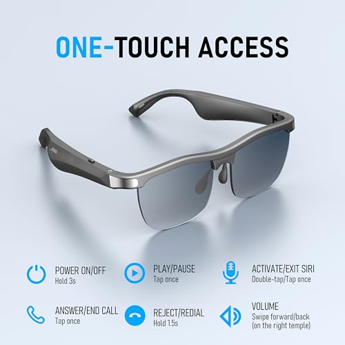 ftocase Smart Bluetooth glasses for Men & Women, Open-Ear Audio Glasses, UV400 Polarized Lenses, Bluetooth 5.3, 8H Playtime, Magnetic Charging, Hands-Free Calling for Sports, Driving & Cycling