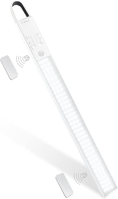 MERTTURM Motion Sensor Lights Indoor, 3000mAh Rechargeable Under Cabinet Light, 380Lumen Ultra Bright Wireless Closet Light for Kitchen, Counter, Wardrobe, Cupboard, Outdoor Hanging[Cool White]