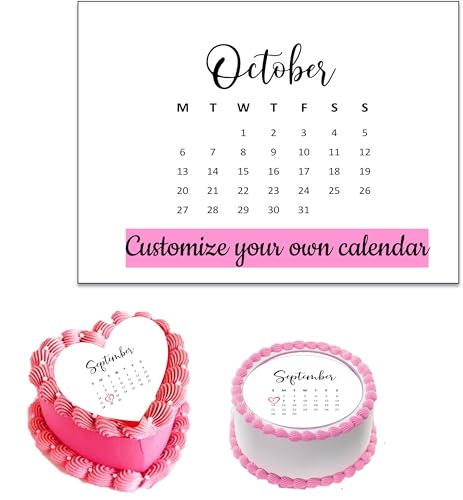Custom Calendar, edible images Trending cakes. Proposal, Burn away, printed on 8" x 11" sheet. Uncut/Custom size. Customize your Month and day to be marked. Heart shaped option.
