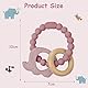 Vicloon Beißring für Babys, Elefant Beißring Spielzeug aus Silikon und Holzringe, Baby Zahnungshilfe BPA-frei, Schmerzlindernde Zahnen Nursing Zubehör für ab 3 Monaten Babys (Dunkelpink)