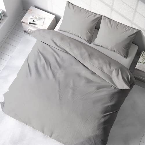 Kotton Culture Plush Modern Duvet Cover Set 3 Piece With Zipper Closure & Corner Ties 100% Egyptian Cotton 1000 Tc Luxury 1 Duvet Cover 2 Pillow Shams (California King/King Silver) #TOP27