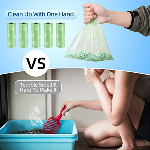 Ksqen Cat Litter Scoop, Portable Kitty Litter Scoop, Removable Litter Scooper With Holder, Cat Litter Sifter Pooper Scooper System With Bags (Orange) #TOP2