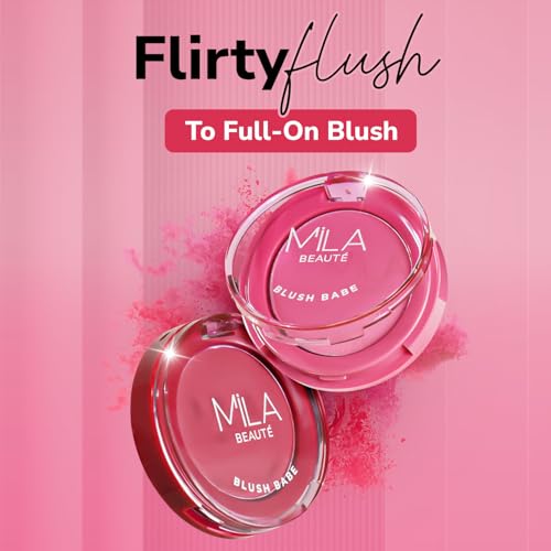 Image of MILA BEAUTE Blush Babe Powder Blush | Matte Finish Long-Lasting Pigment | Easy to Blend | Non-Drying With Rosehip Oil, Jojoba Oil and Vitamin E | Shade (Peach Soda, 5g)