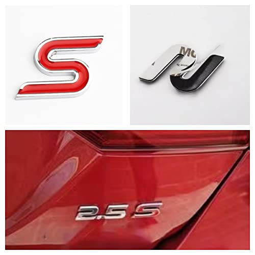 Image of New 3D Zinc Alloy S Emblem Badges car Rear Fender Trunk Sedan Letter Suitable Sticker for Sedan(Red Silver Outline)