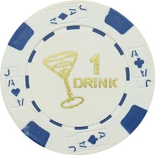 10 Free Drink White Poker Chips Tokens Restaurants OR BAR - Martini Glass