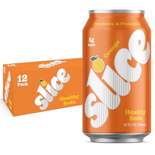 Image of Slice Healthy Soda, Orange, Prebiotic & Probiotic Soda Pop, 5g Fiber, 40 calories, 12 fl oz 12 Pack