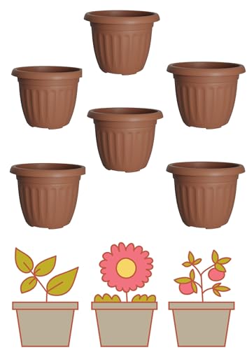 Homey Mart Round Garden Planter Pots, 30 cm, Terracotta Brow