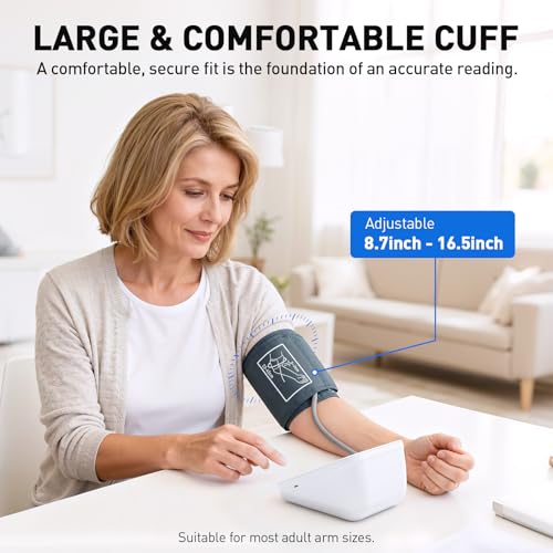 Image of Blood Pressure Monitor, Automatic Digital Upper Arm BP Machine for Home Use | 8.7 inch-16.5 inch Adjustable Blood Pressure Cuff, High BP Monitor for 2 Users, Large LCD Display, Dual Power, Storage Bag, Accurate