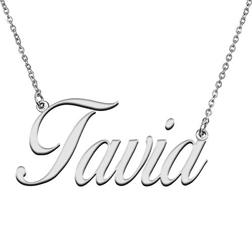 GR859C Custom 18K Gold Plated Necklace with Name Tavia for Women