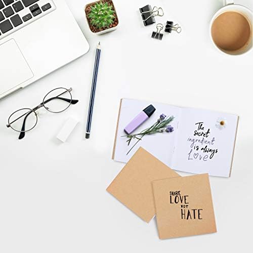 Belle Vous 48 Pack Unlined Brown Cover Kraft Notebook/Journals - 10.5 x 10.7cm (4.13 x 4.21 Inches) - 48 pages/24 Sheets - Square Note Books for Travel & Office