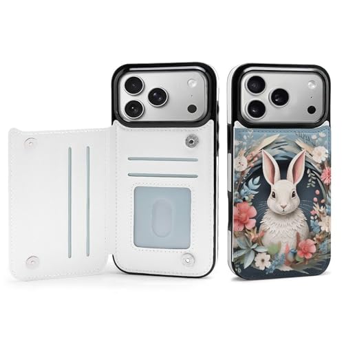 Coque iPhone 17 antichoc avec porte-cartes motif Couronne de Pâques et lapin pour homme et femme