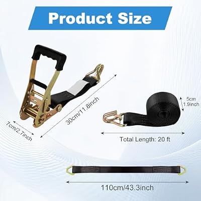 YAYODS 4 Pack Car Tie Down Straps for Trailers with J Hooks, 2 x 10' Heavy Duty Ratchet Straps with 2 x 36'' Axle Straps, 10,000lbs Break Strength Truck Strap for Car, Truck, UTV Transport, Black
