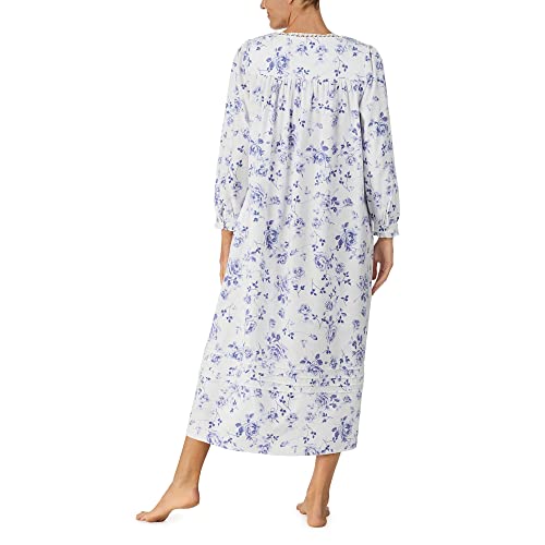 Eileen West Long Sleeve Flannel Ballet Gown Blue Rose Sm #TOP30