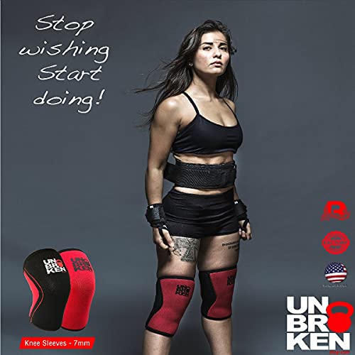 Unbrokenshop.com Reversible 7mm Knee Sleeve for Weightlifting, Strongman, Cross Fit, Cycling, Cardio - Kneecap Stability - Maximum Comfortable Support and Compression, (1 SLEEVE) [S]