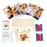 iDPRT 4×6 Photo Printer, Portable Color Picture Printer, Thermal Sublimation Mini Picture Printer, Bundle 108 Sheets Photo Paper & 2 Ribbon Cassette, Photo Printer for iPhone & Android