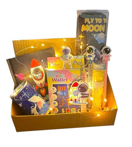 Image of Space theme Goody Box Combo Party Favor Supplies astronaut Return Gift Kids - Diary Mini Pocket Notebook with Pen Cute Keychain, Pouch & wallet