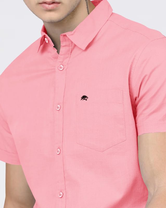 Image of BRUCEWANE Men's 100% Cotton Half Sleeve Shirt