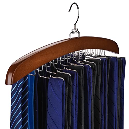 Ulimart Tie Rack Tie Hanger 24 Hooks Wooden, Tank Top Hanger,Belt Organizer for Closet,with Upgraded 360°Rotating, Belts Scarves Accessories for Bras,Tank Tops,Camisoles… by Ulimart - Used condition - US$8.90