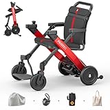 PAISEEC 2-in-1 Foldable Electric Wheelchair for Adults & Seniors, Easy Control and Folding, Lightweight Power Wheelchair Walker Combo, Airline-Approved, 18-Mile Range, Red