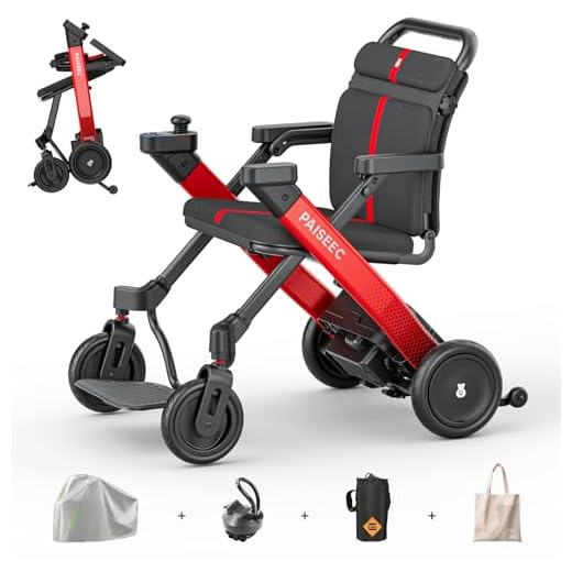 PAISEEC 2-in-1 Foldable Electric Wheelchair for Adults & Seniors, Easy Control and Folding, Lightweight Power Wheelchair Walker Combo, Airline-Approved, 18-Mile Range, Red, Right-Handed