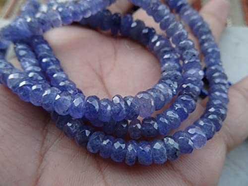 Tanzanite perles facettées rondelles AA 4.5-5 mm pour enfilage de bijoux fil de 8 pouces