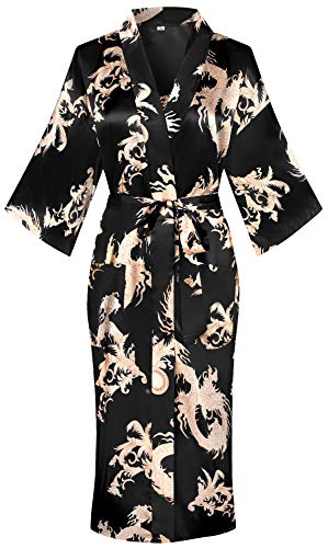 Valennia Floral Pattern Kimono Robe Long Bathrobe For Women