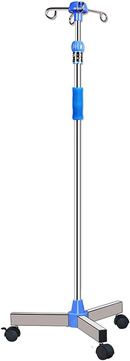 Infusion Portable IV Pole w/Wheels & 4 Hook Stainless Steel IV Stand Adjustable Height IV Bag Stand Vertical Infusion Stand for Hospital or Home Care IV Drip Stand