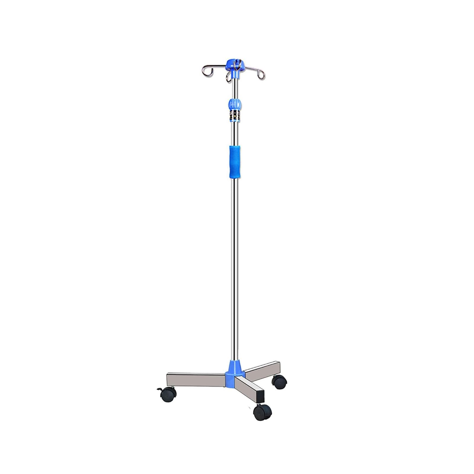 Wysuwany stojak do infuzji dożylnych, Stojak ze stali nierdzewnej z kółkami i 4 haczykami o regulowanej wysokości 110-200 cm Opieka domowa