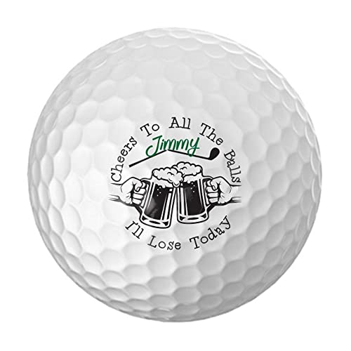 Infusion Personalized Golf Balls - Logo Golf Balls - Custom Golf Balls - Monogrammed Golf Balls (12 Balls, Cheers to All the Balls I'll Lose Today)