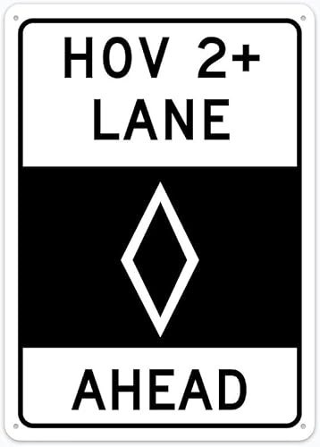 8"x12" Rust Free Aluminum Metal Sign - HOV 2 Lane Ahead - Weatherproof, Heavy Duty - For Home & Business