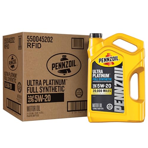 Pennzoil Ultra Platinum Full Synthetic 5W-20 Motor Oil, 5 Quart (3 Pack)