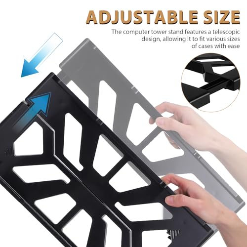 Support de tour PC réglable avec roulettes chariot ordinateur noir - 4