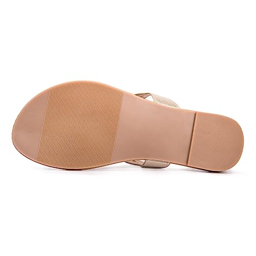Image of LM Women's Thong Sandals T-Strap Sandals Slip On Flat Sandals Flip Flop Casual Summer Slide Sandals