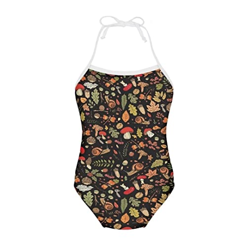 Image of Pinupub Girls One Piece Swimsuit Off Shoulder Halter Neck Cute Fashion Hawaiian Tropical Bathing Suit