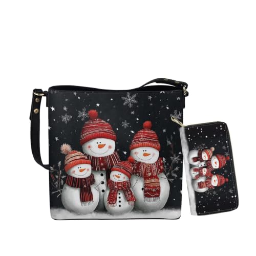 Image of HUGS IDEA Leather Purses and Handbag for Women Bucket Bag with Wrist Wallet 2 Packs