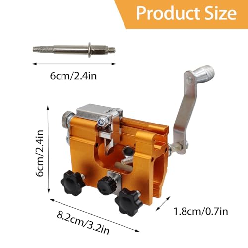 Kettensäge Schärfgerät, Tragbar Handkurbeln Kettensägenschärfer mit 5 Schleifköpfen, Motorsägen Kettenschärfgerät mit Winkelführung, Kettenschärfer Universal-Schärfer für alle Kettensägen (Gelb)