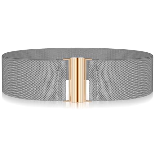 Mabor Stretchy Elastic Belt for Women Adjustable Waist Belt with Buckle Comfortable Stretch Cinch Belts for Dresses Jeans Trousers Medium Gray