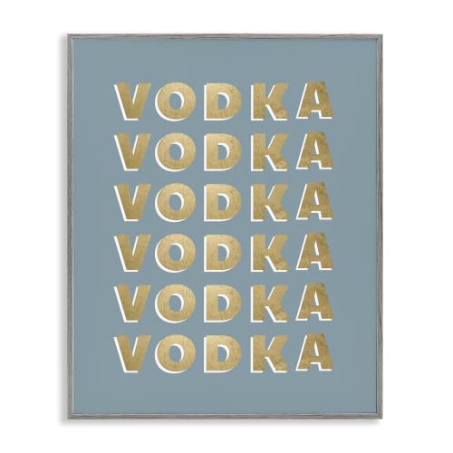 'Glam Vodka Text Pattern Teal Background'| Framed Giclee Art
