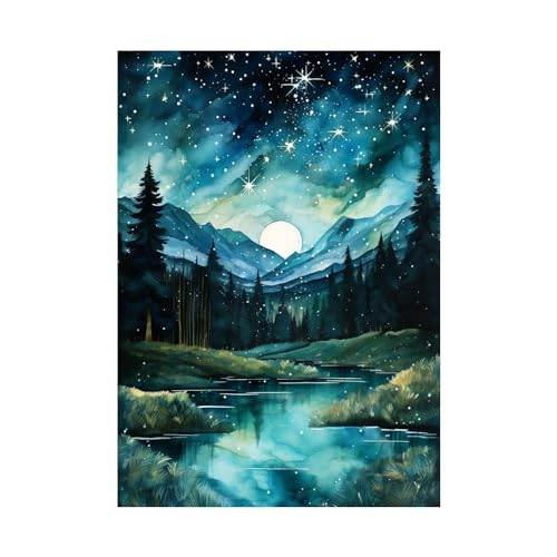 Tableaux decoration murale nuit étoilée SIVAJI peinture sur toile salon 70x90cm