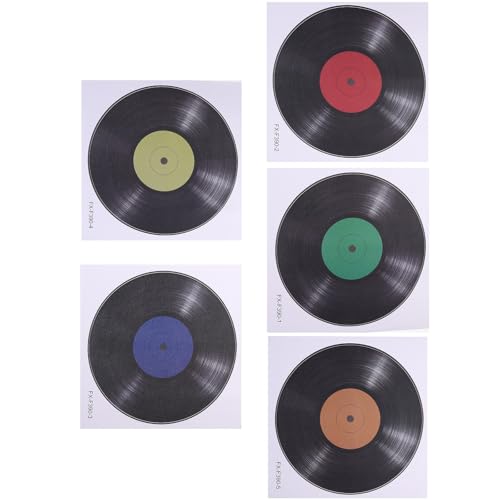 MOBUTOFU Decoración de Pared Pegatinas de Discos de Vinilo, Set de 5 Adhesivos, Vinilo Durable, para Ambientes de Fiesta y Habitaciones